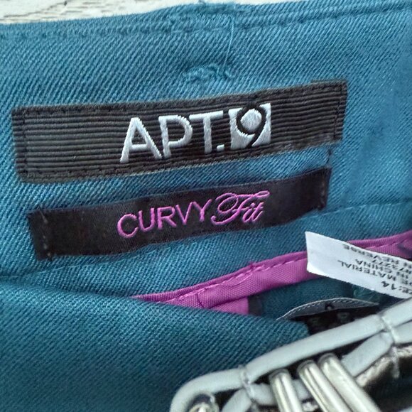 Apt. 9 Womens Pants Curvy Fit Green Teal Size 14 NWT - Picture 4 of 7